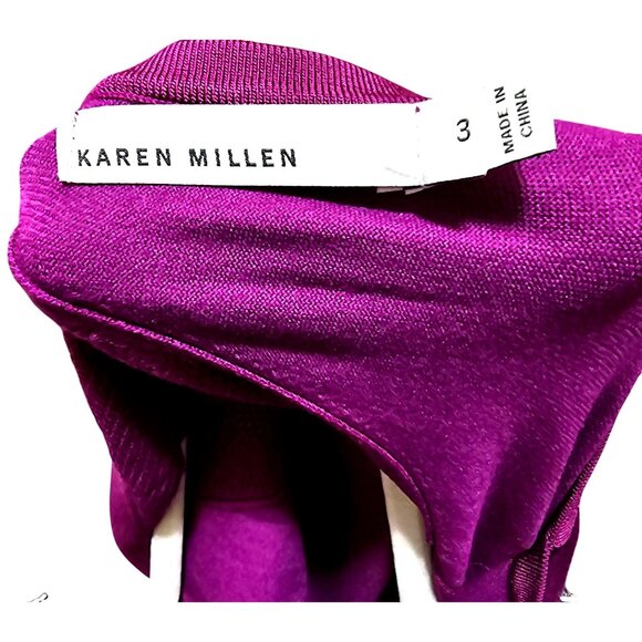 Karen Millen Purple & Black Cap Sleeve Dress Size 3 - Picture 6 of 10